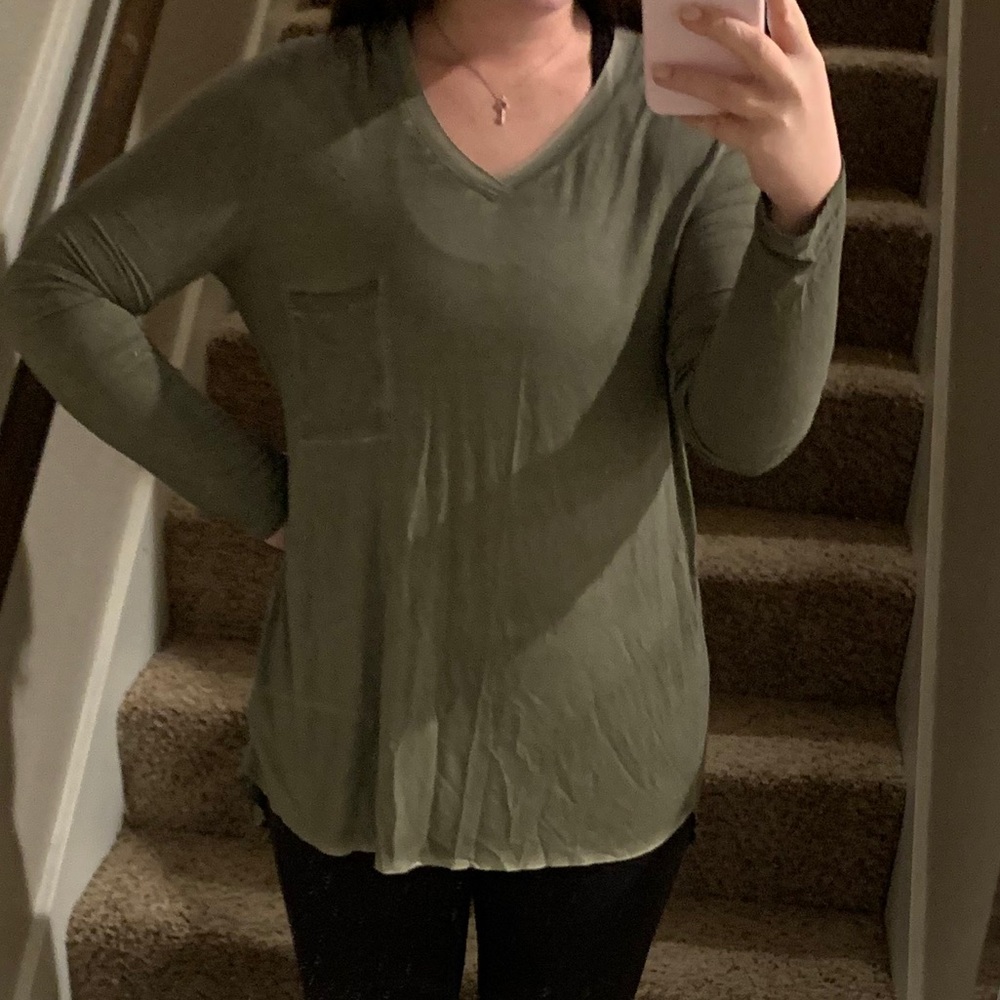 Army Green Long Sleeve Top!